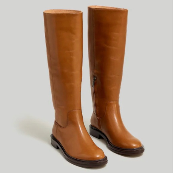 Madewell Shoes - Madewell Drumgold Boot Cognac Sepia Brown Leather Tall Boots US 10